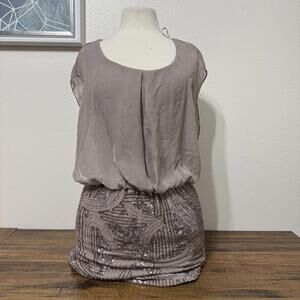 As U Wish Woman's Taupe Sequin Embellished Dress Size Medium